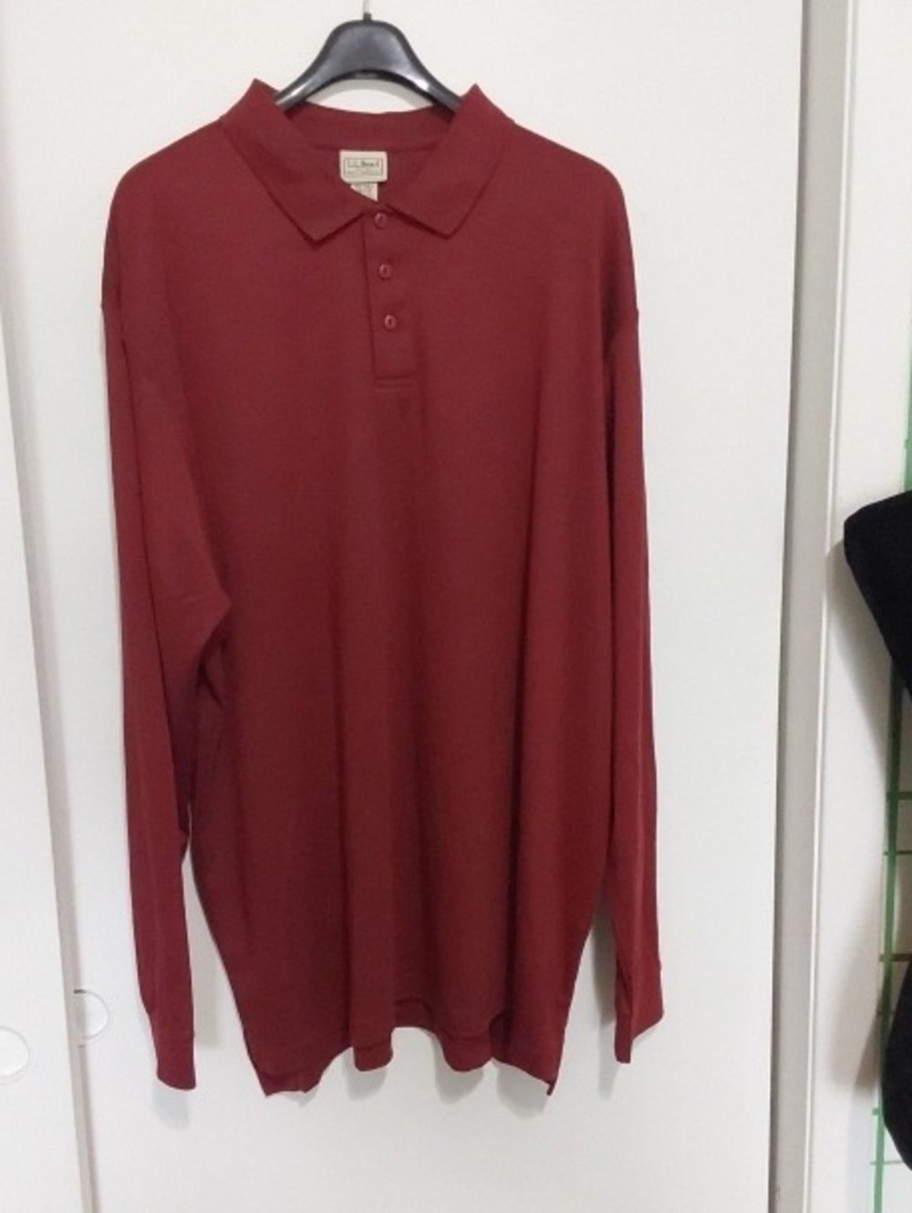 L.L. Bean Long-Sleeve Polo Shirt - Red/Burgundy